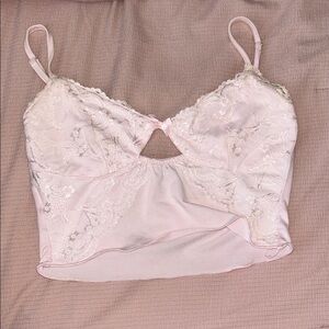 Princess Polly Lace Trim Crop Top in Light Pink